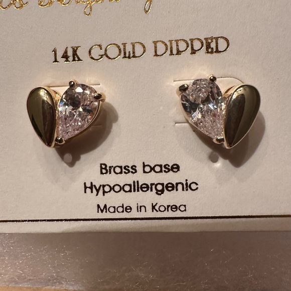 Women’s Earrings 14K Gold Dipped Heart Stud Earrings - Picture 6 of 8